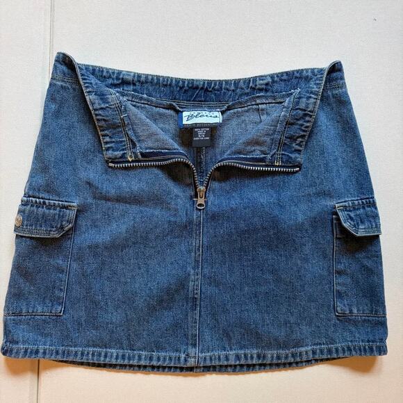 Express Dresses & Skirts - Vintage 90s Express Bleus Full Zip Cargo Denim Mini Skirt 5/6